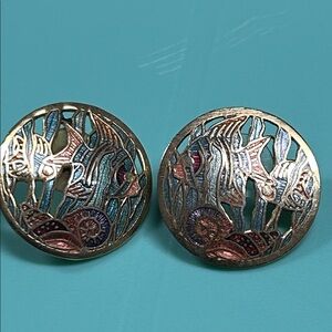 Gold and Silver Fish Motif Earrings